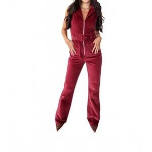 NEW NEEDII crushed it corduroy jumpsuit in wine